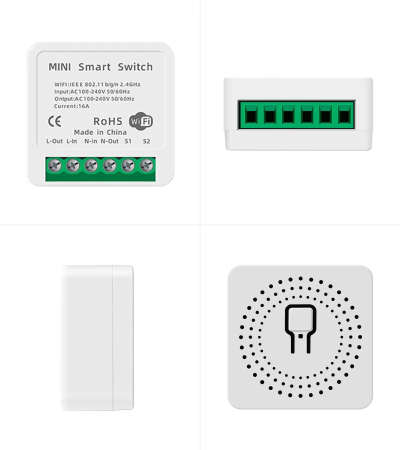Tuya Mini 16A WiFi Switch Smart Life App 2 Way Control Smart Home Automation Module Interruptor Work for Alexa Google Home