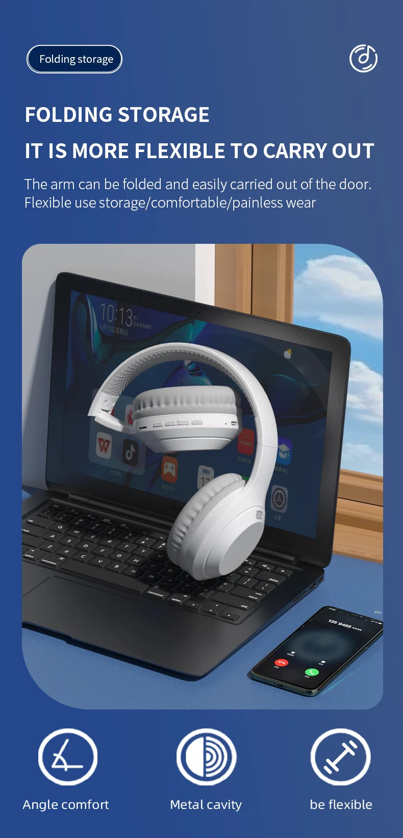 Xiaomi Wireless Headphones Bluetooth5.3 Headphone Foldable Portable 40mm Driver Game Music Over Ear 3D Stereo Headset With Mic