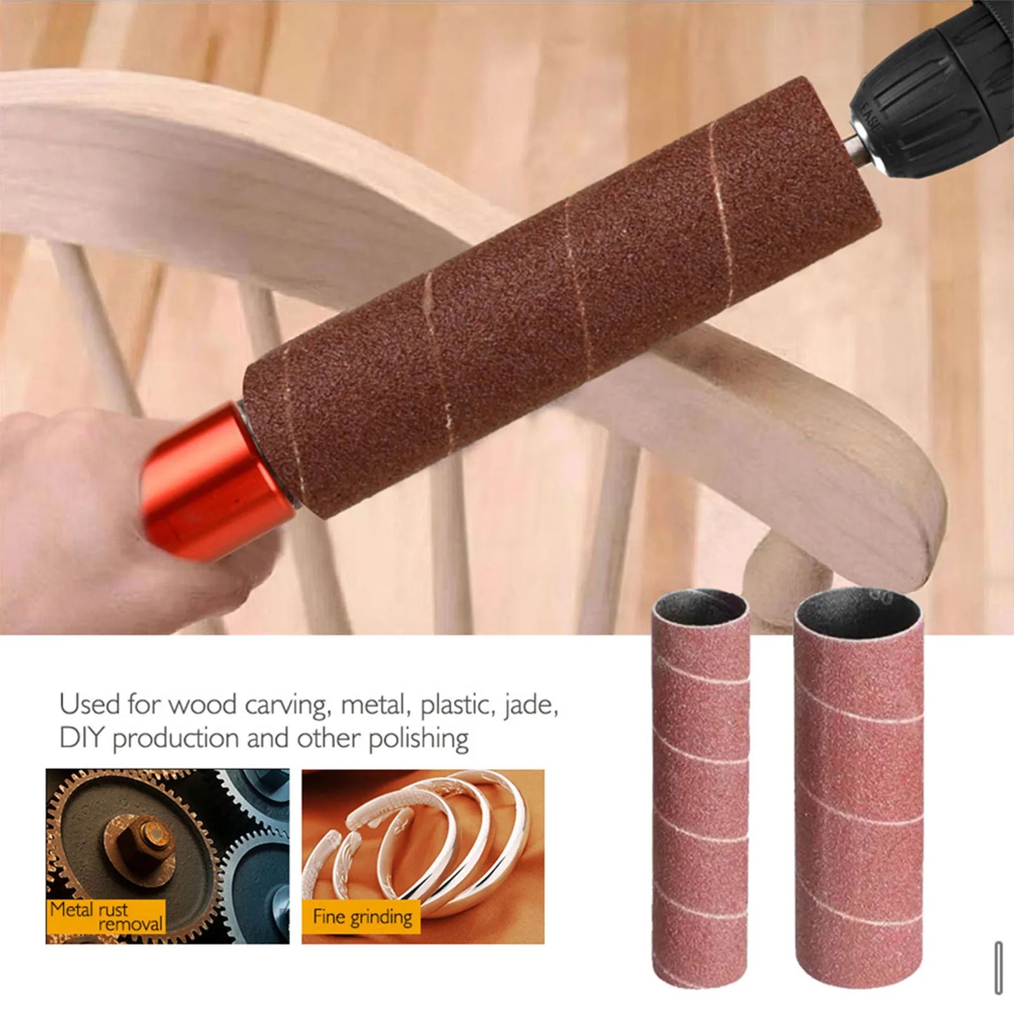 1.5in Spindle Sander Adapter Mandrel Aluminum Alloy Drill Sanding Mandrel Kit for Wood Metal