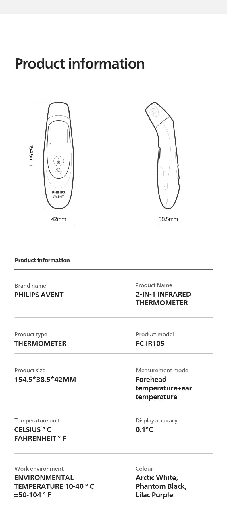 PHILIPS AVENT ear thermometer forehead thermometer two-in-one  Electronic thermometer Infant/Adult Temperature Measurement