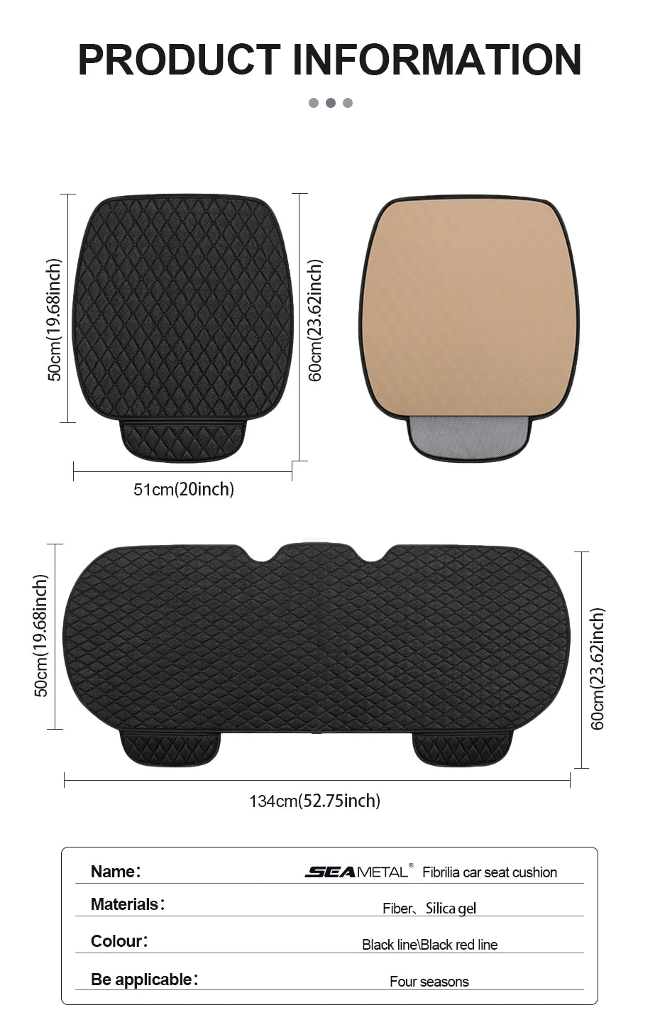 SEAMETAL 1Pc Flax Car Front Seat Cover Breathable Linen Car Seat Cushion Anti Slip Auto Chair Protector Universal for Sedan Suv