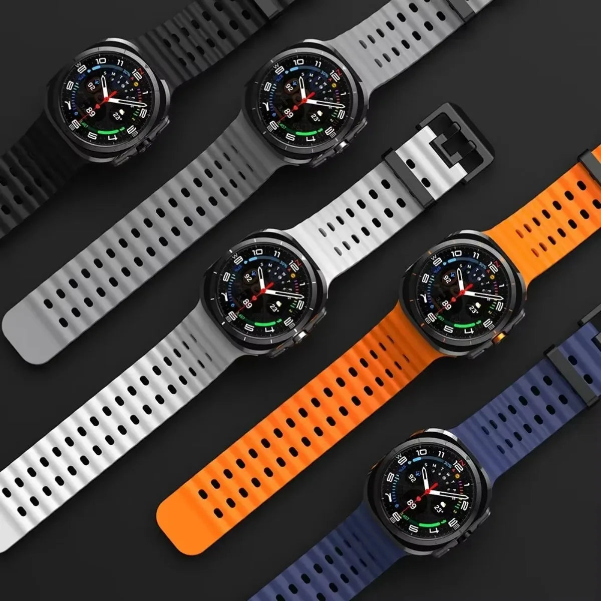 NEW Marine Silicone Strap for Samsung Watch Ultra 47mm Bracelet No Gaps Sport Two-tone Band for Galaxy 7 Ultra Watchband Straps