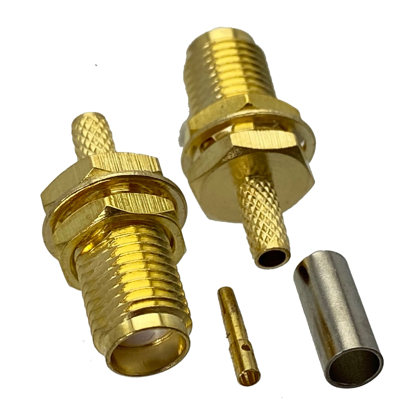 10Pcs SMA Male plug & Female Jack Bulkhead Crimp RG316 RG174 & RG58 RG142 LMR195 Cable RF Coaxial connector Wire Terminals 50ohm