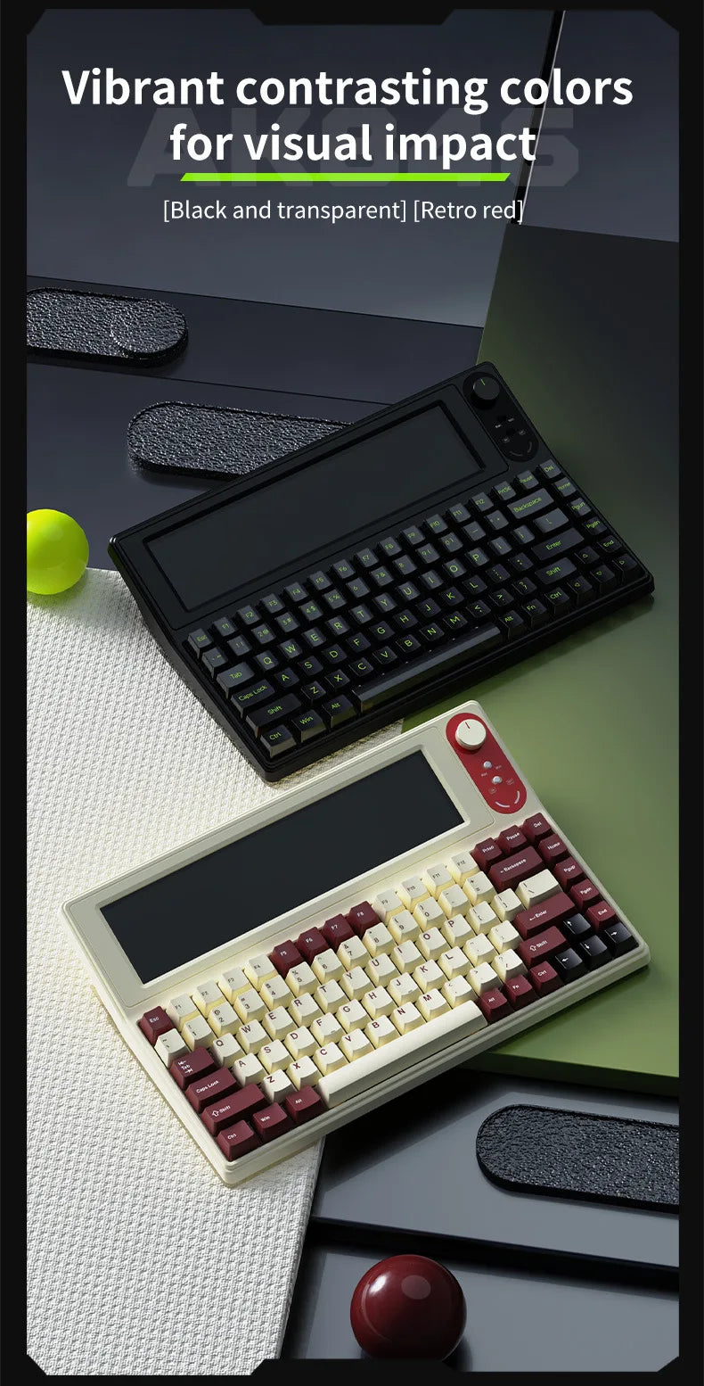 AJAZZ AKP846 Mechanical Keyboard Wired With Screen Programming Custom Driver QMK Open Source 10.1-Inch Color Screen Office Game