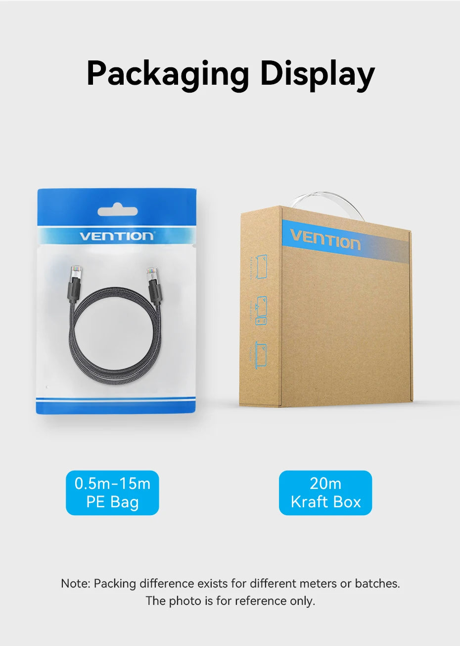 Vention Ethernet Cable CAT8 40Gbps Cotton Braided Network Lan Patch Cord for PC Modem Laptop PS 5/4 Router RJ45 Cable Ethernet