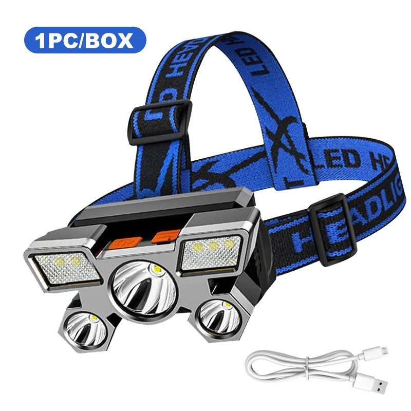 LED five hole work light with four lighting modes supporting USB charging and equipped with a charging indicator light