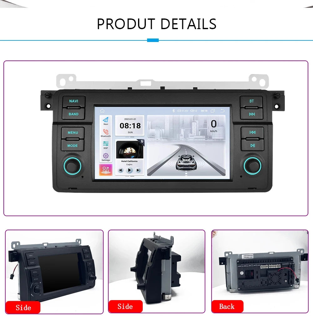Junuse Car Multimedia Player For 3 Series BMW E46 M3 318/320/325/330/335 1998-2005 7" Android 13 GPS Radio CarPlay Navigation