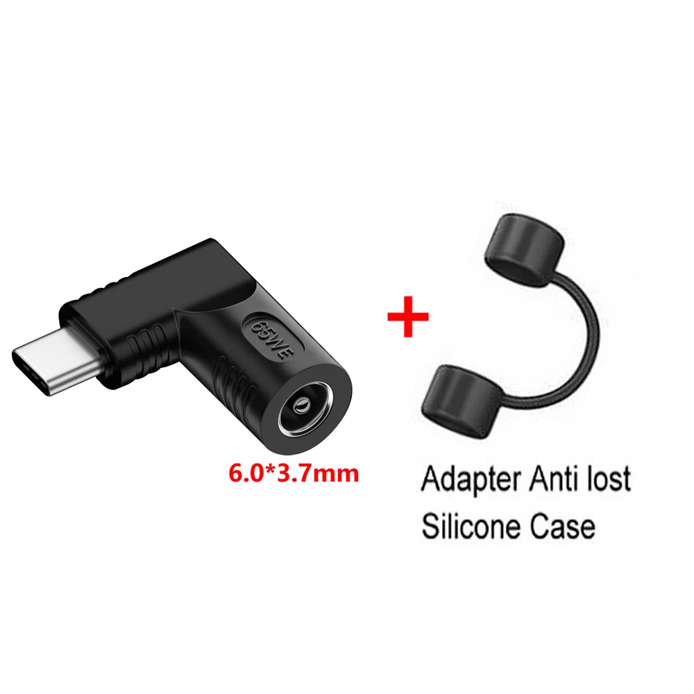 PD 65W Laptop Power Connector DC Jack Female to USB Type C Male Output Fast Charging Adapter for MacBook Tablet Switch Phone