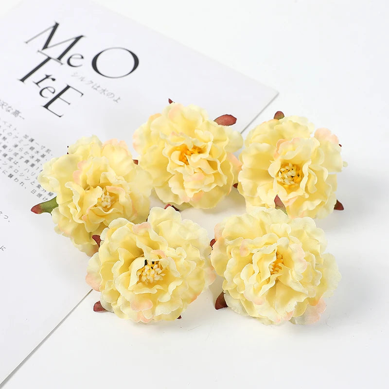 Yellow Artificial Flowers Heads Silk Fake Flowers for Home Decor Party Wedding Decoration DIY Valentine's Day Gifts Accessories