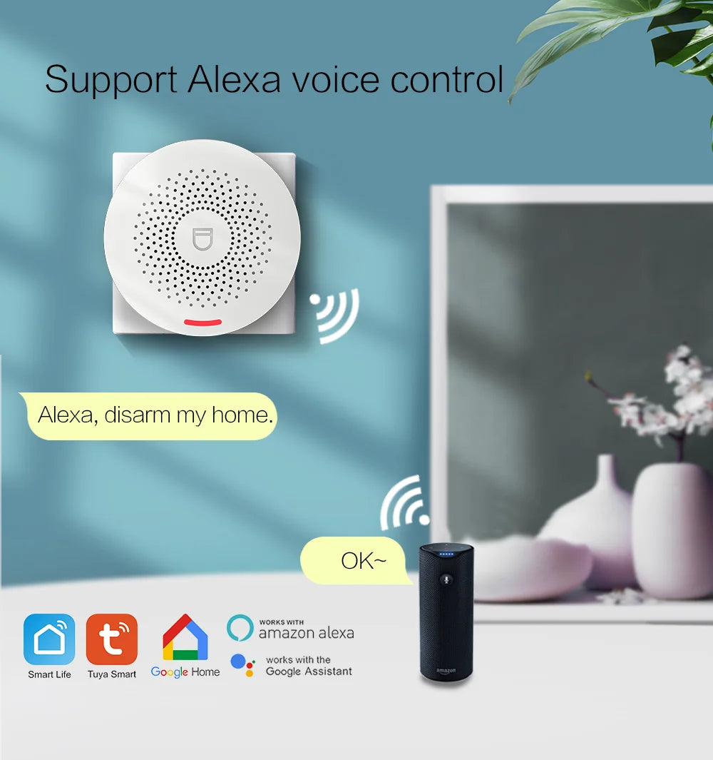 Wifi Tuya Home Alarm System 433MHz Burglar Security Alarm Smart Life App Control Wireless Home Alarm