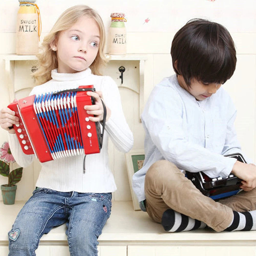 KKMOON Kids Accordion Mini Toy Musical Instruments 7 Keys Button Pink Rose Red White For Child Children Toddlers Beginners