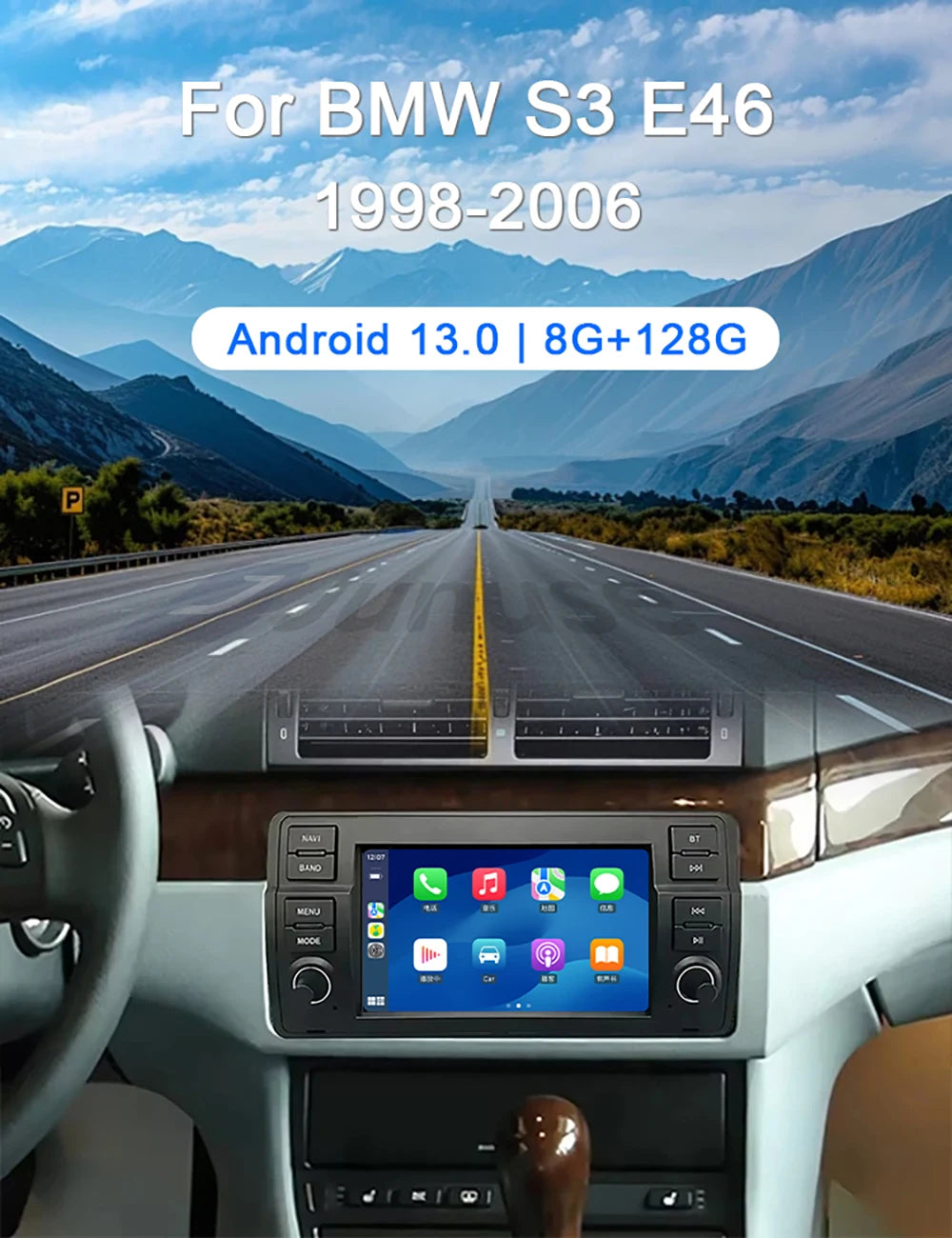 Junuse Car Multimedia Player For 3 Series BMW E46 M3 318/320/325/330/335 1998-2005 7" Android 13 GPS Radio CarPlay Navigation