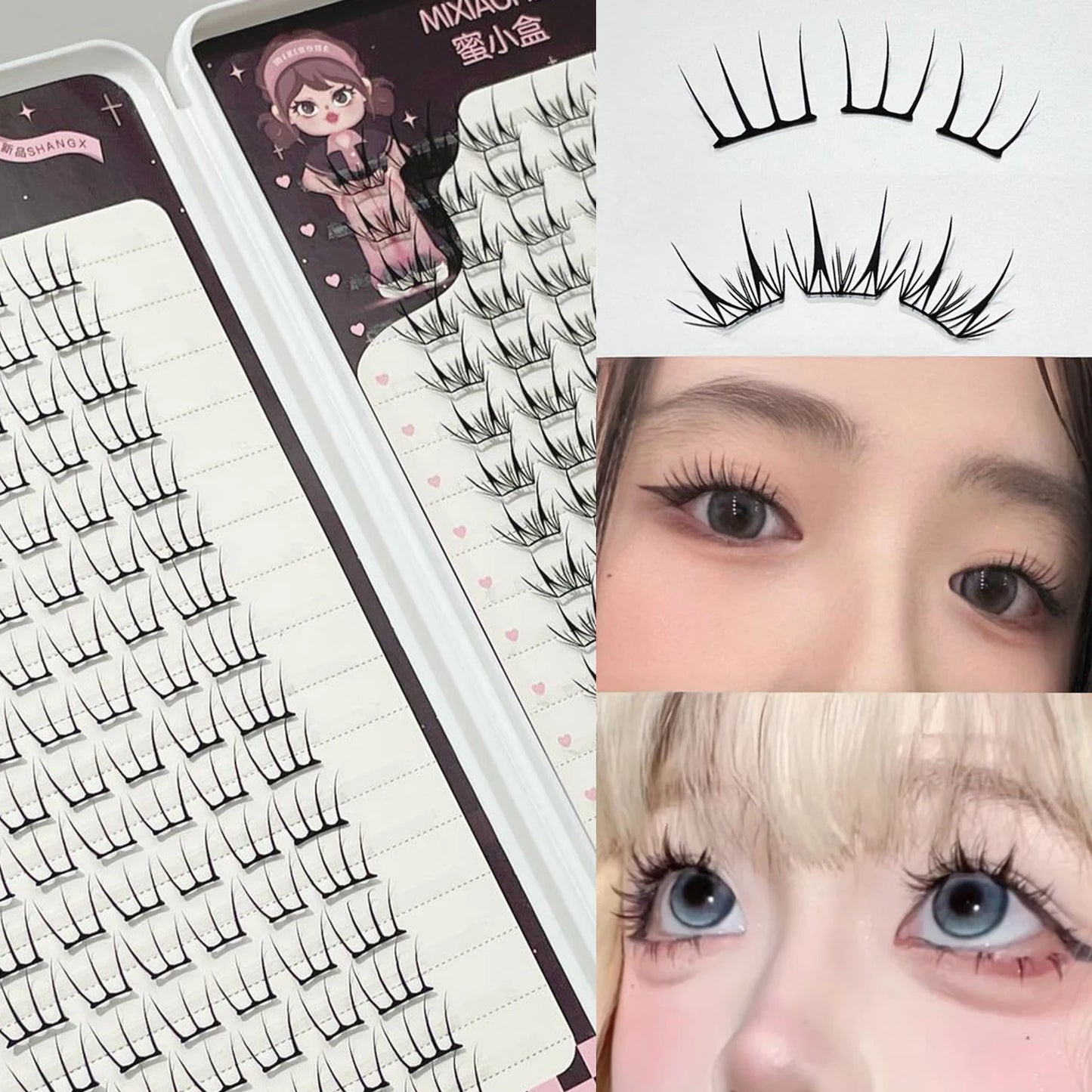 C Curl Natural False Eyelashes Mixed Wispy Lash Segmentation Comic Lash Clusters For Party Weddings Or Dates