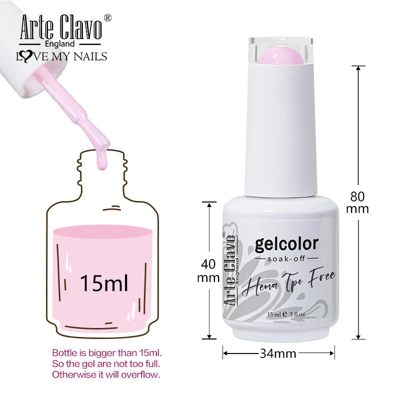Arte Clavo HEMA TPO FREE Gel Nail Polish Jelly 15ml LED Nail Gel Hybrid Varnish Matt Top Base Coat Nail Art Gellak Primer
