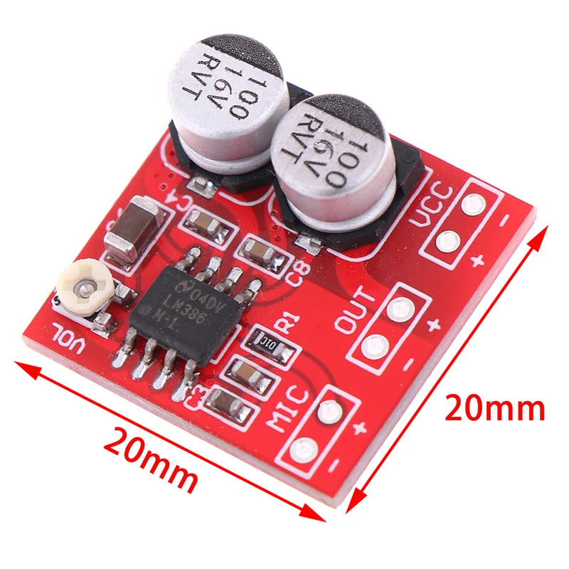 DC 5V-12V LM386 Electret Microphone Power Amplifier Board Gain 200 Times Mic Amp