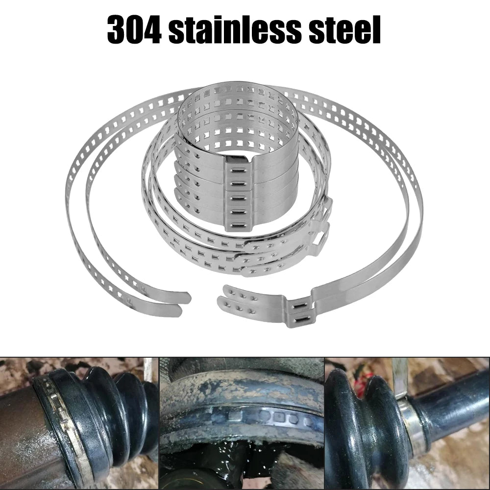 5Pcs 20-50/50-120mm Adjustable Auto Fasteners Axle CV Joint Boot Crimp Clamp Kit Driveshaft Ball Cage Clips Car Accessories