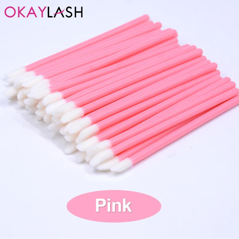 Okaylash Disposable Glitter Lip Gloss Brush Eyelash Extension Cleaning Brushes Crystal Lipstick Applicators Cleaner Makeup Tools