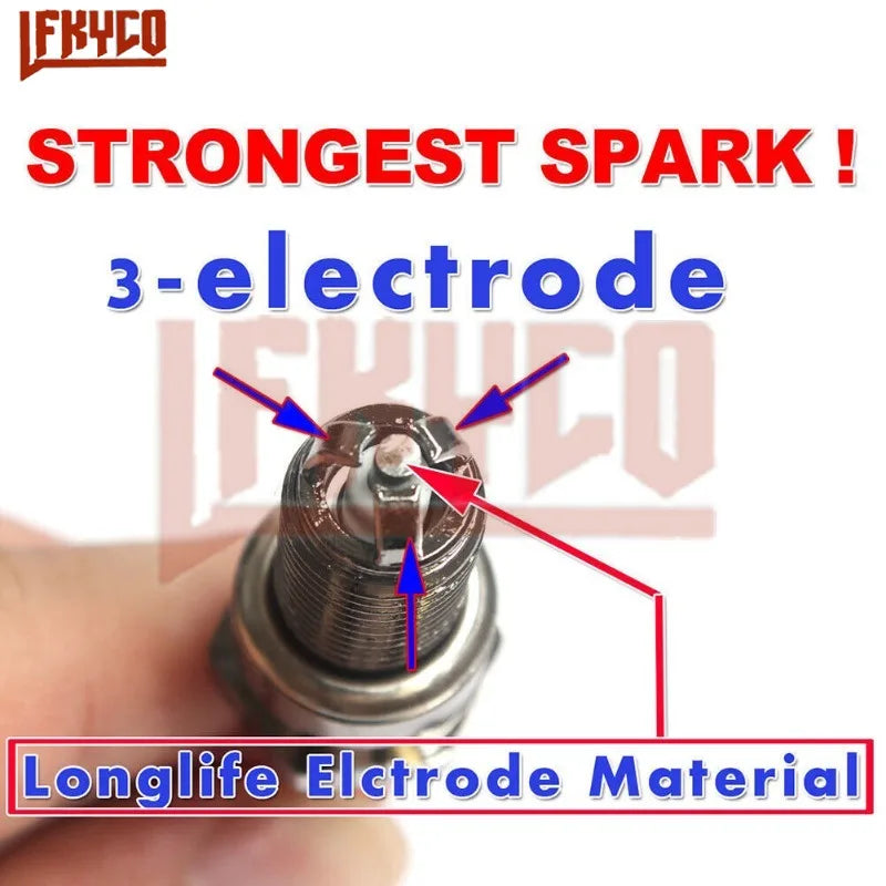 1/2/3/4/5PCS Racing Spark Plug 3 Triple Electrode A7TC D8TC For GY6 CG 50 70 110 125 150CC Motorcycle Atv Scooter Dirt Bike Kart