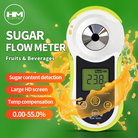 0.0~55.0% Sugar Refractometer LCD Display Digital Refractometer SCM-1000 Brix Meter Densitometer for Fruit Juice Sugar Sauce
