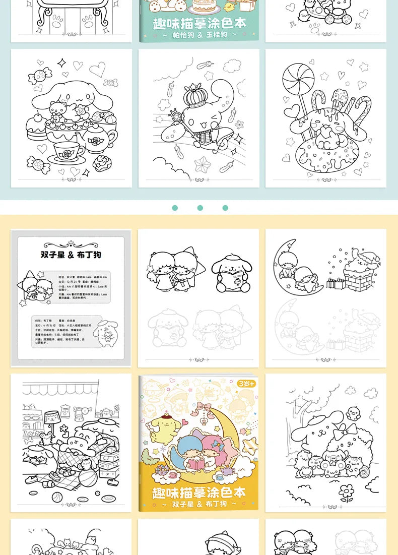 New Sanrio Kuromi Painting Notebook Children'S Sketching Coloring Copy Notebook Elementary School Cartoon Anime Line Draft