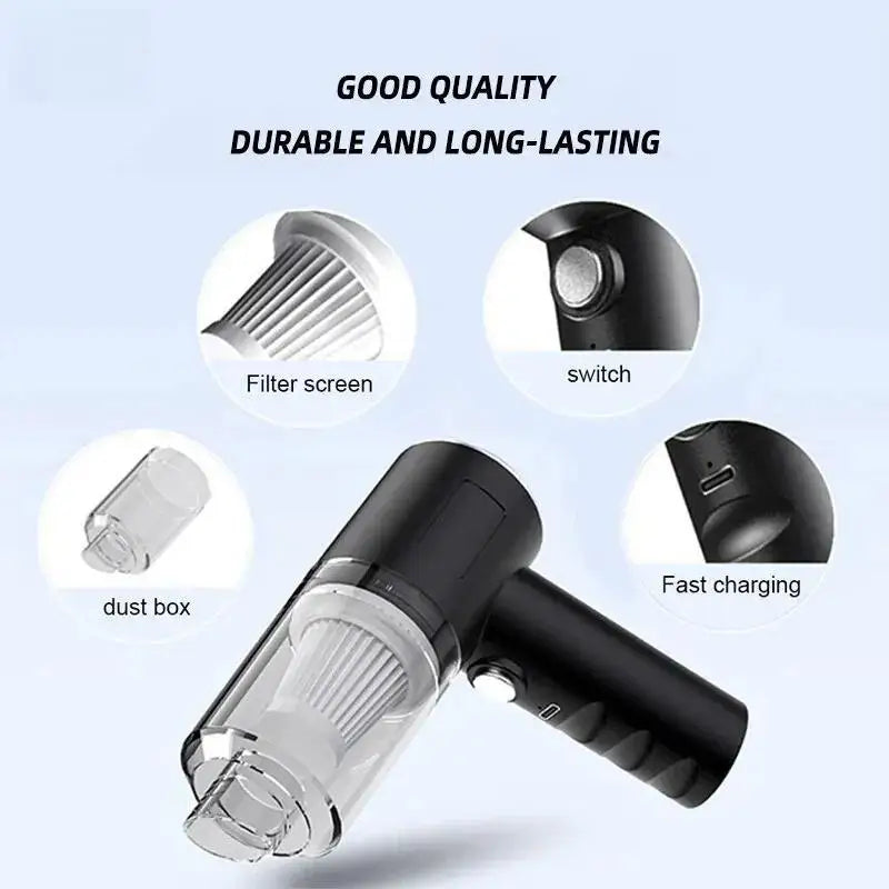 1pc Wireless Vacuum Cleaner Dual Use for Home and Car 120W High Power Powerful Vacuum Cleaner Black