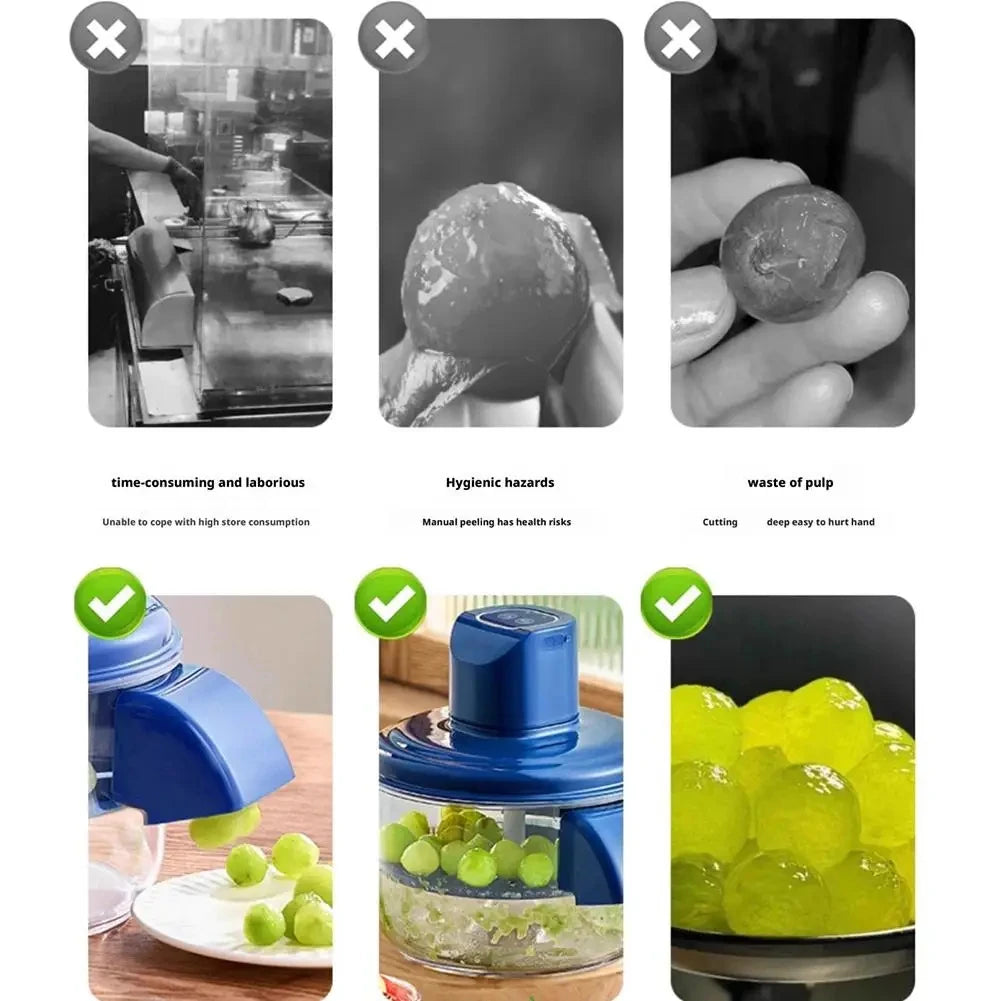 Automatic Electric Grape Peeler Machine - Hands-Free Skin Remover for Berries Fruits, Fruit Prep Tool, Effortless Peeling
