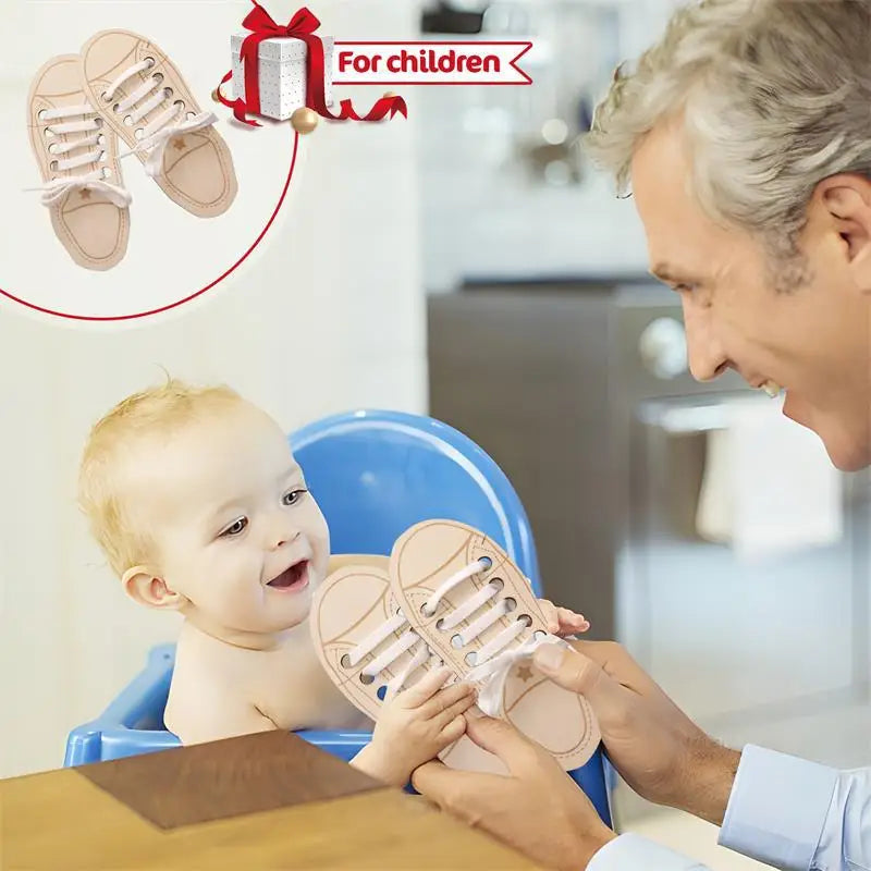 Children's Learning Shoelace Toys Wooden Wear Rope Tying Shoelace Educational Toys Kindergarten Early Education Teaching Aids