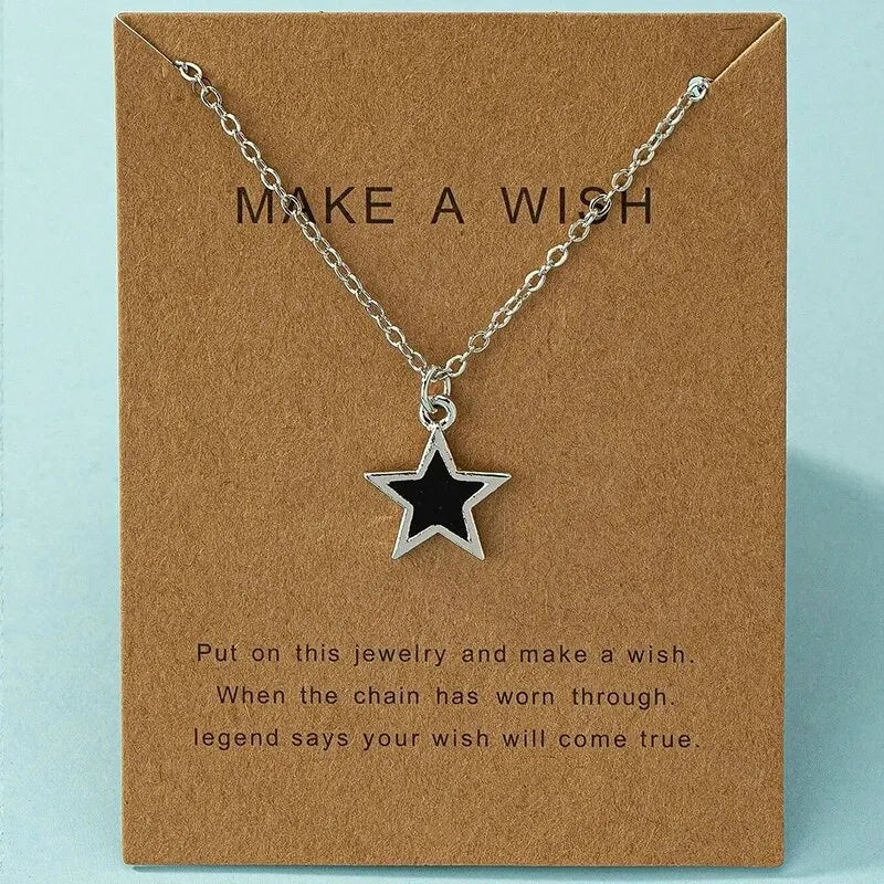 Women Star Heart Epoxy Pendant Gold Color Korean Chain Tinny Necklace Girls Trendy Shell Clavicle Choker Party Jewelry