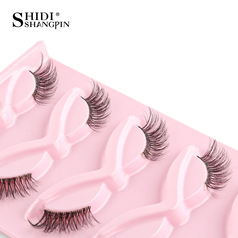 3/5 Pairs Cat Eye False Lashes Natural Short Fluffy Eyelashes Wispy Half False Eyelashes Eye End Extension Faux Mink Makeup