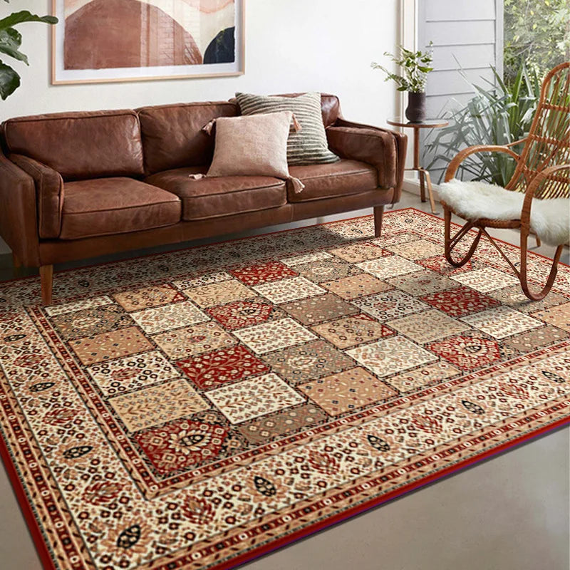 VIKAMA Retro Crystal Pile Carpet Living Room Sofa Tea Table Floor Mat Bedroom Bedside Rug Non-Slip Absorbent Carpet