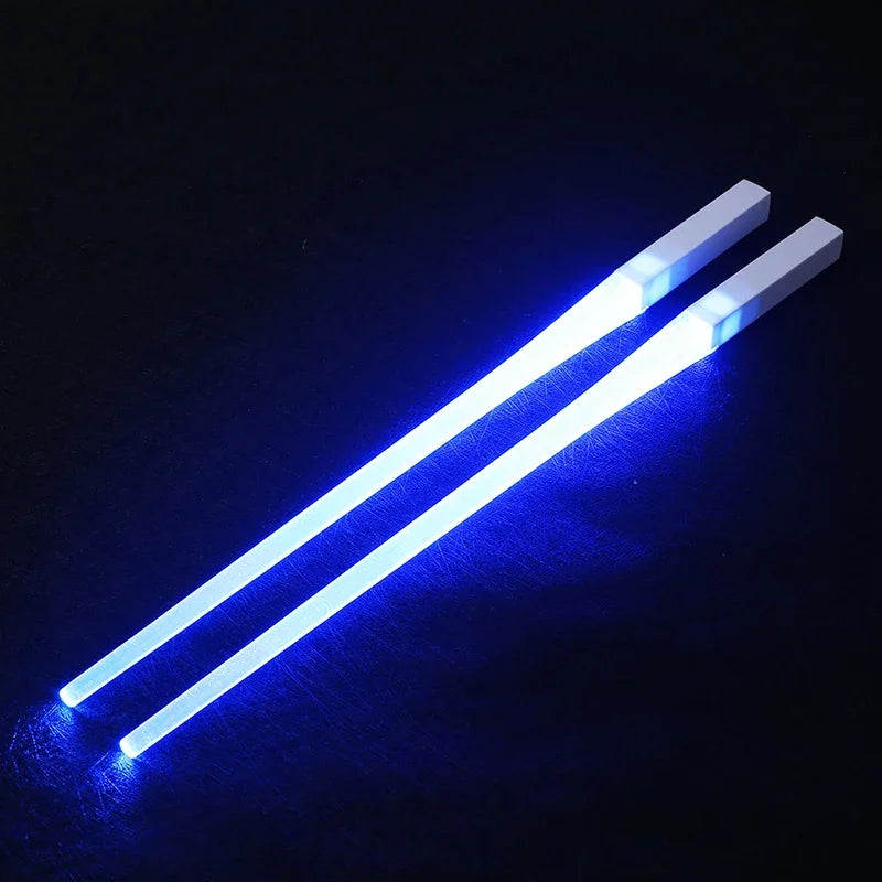 Novel 1 Pair LED Luminous Chopsticks Light Up Durable Lightweight Kitchen Dinning Room Party Food Safe Tableware Multi-color Hot