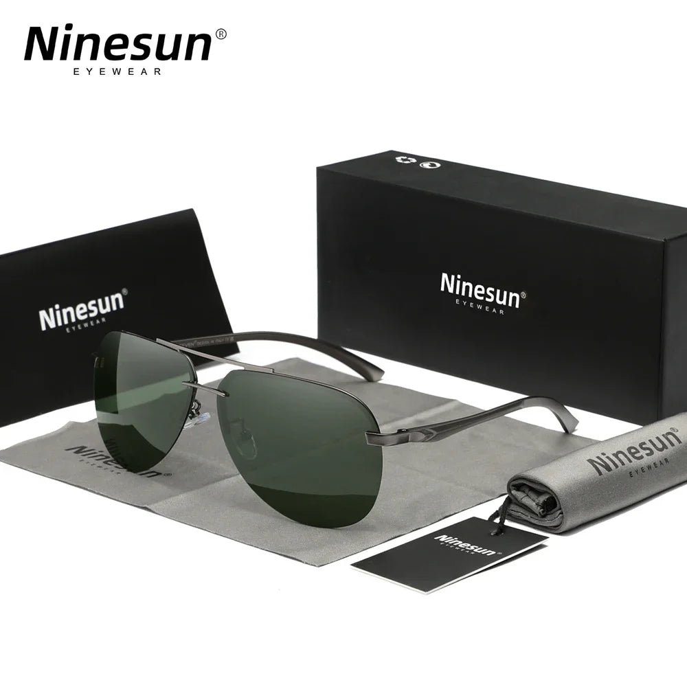 Ninesun Aluminum Magnesium Polarized Rimless Lens Sunglasses For Men High Definition Women Fishing Driving Glasses UV400