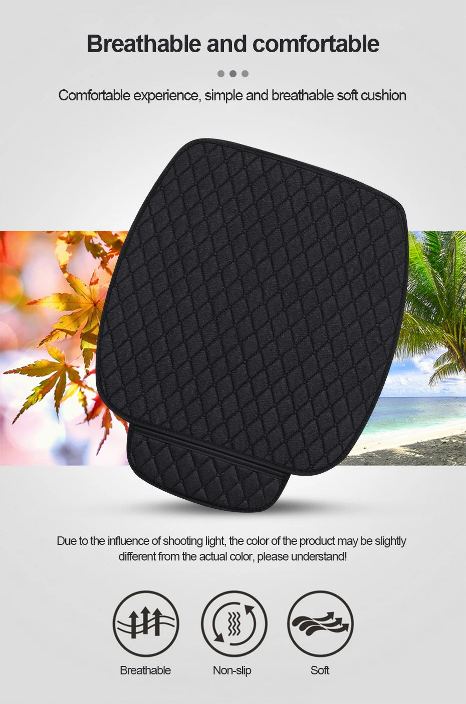 SEAMETAL 1Pc Flax Car Front Seat Cover Breathable Linen Car Seat Cushion Anti Slip Auto Chair Protector Universal for Sedan Suv