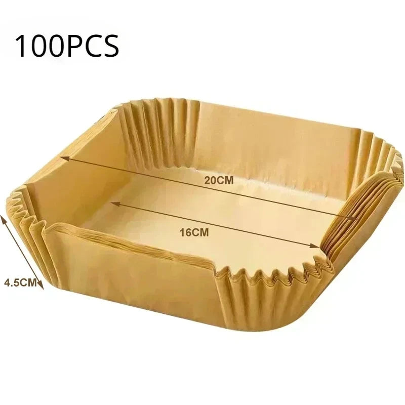 Air Fryer Paper Liners Disposable Oil-Proof Waterproof Baking Paper Round Square And Rectangle Parchment Kitchen Party Supplies