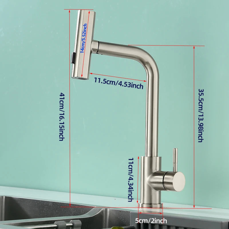 Baokemo stainless steel pull down water tap Single Handle sink three-in-one Hot And Cold kitchen faucet