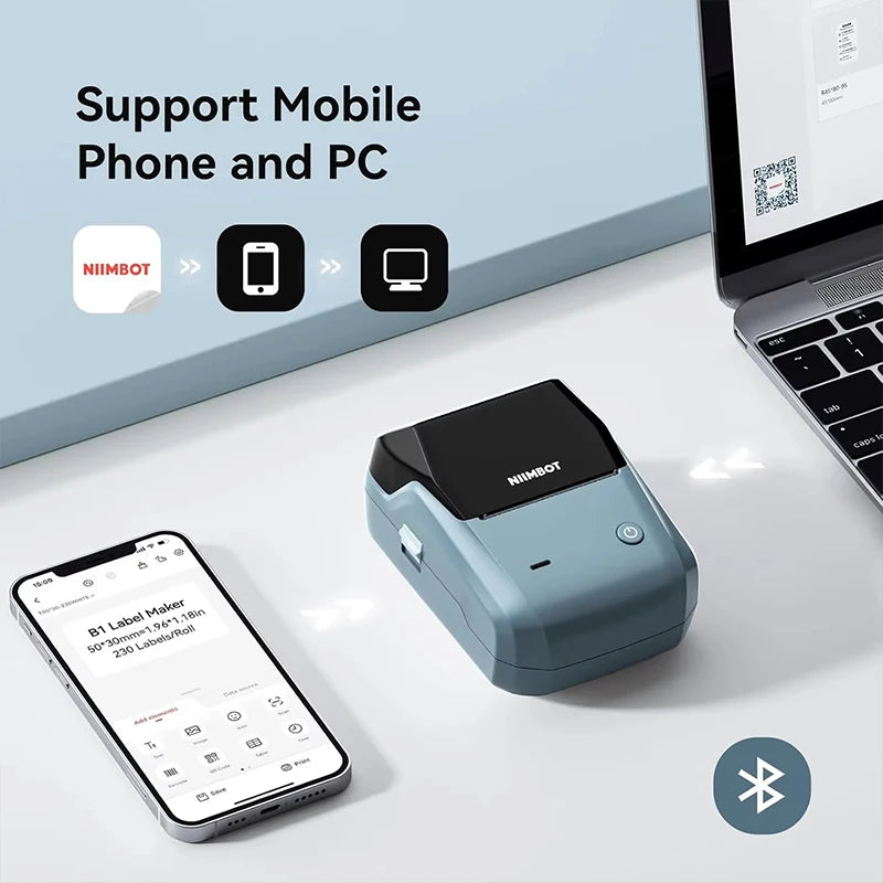 Niimbot B1 Mini Label Printer Adhesive Portable Printer 2 Inch Thermal Paper Round Labels Maker Machine For Tag Cable Printing