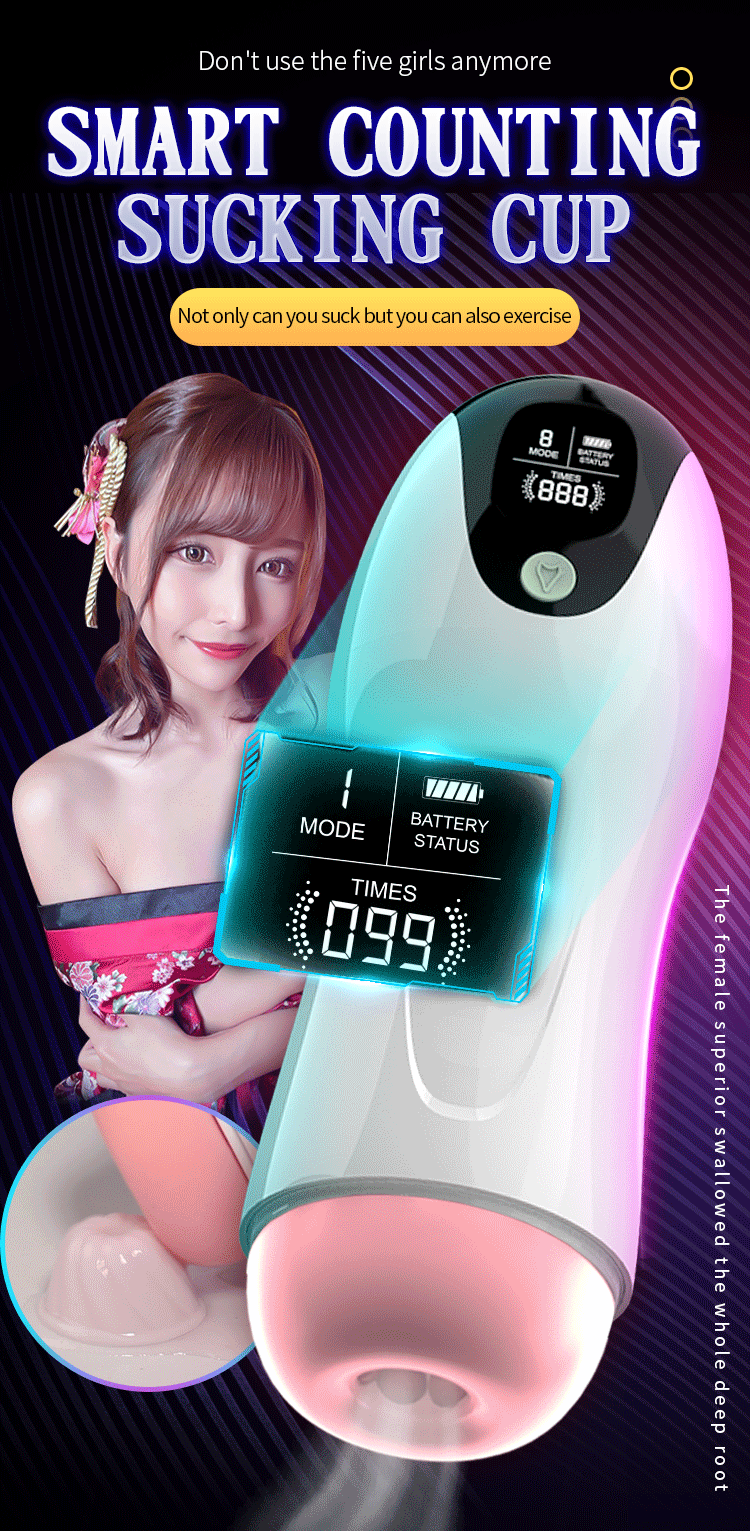 Adult Products Men's Automatic Airplane Cup Sucking Telescopic Intelligent Sound Heating Simulation Channel Sex Masturbation