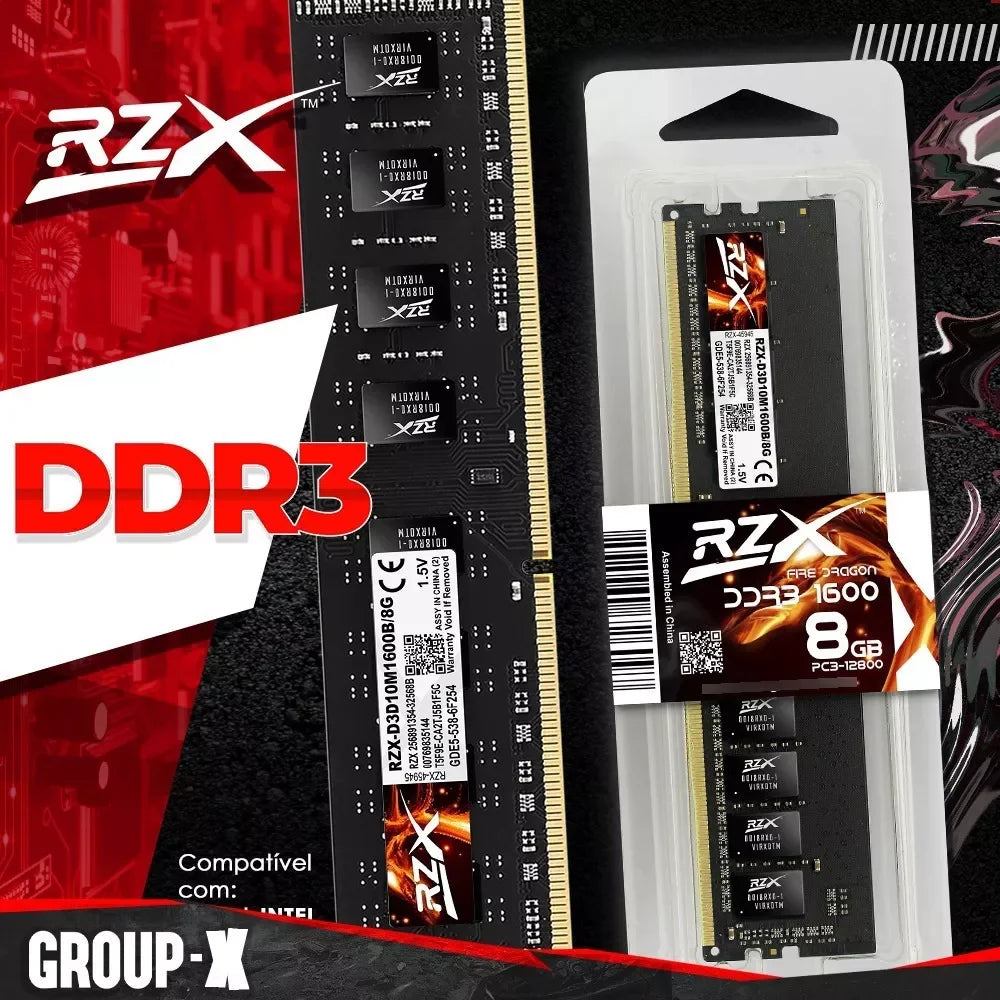 RZX DDR3 Memoria 8GB 4GB 1.5V 240pin 1600MHz PC3 Udimm DIMM Desktop Memory RAM