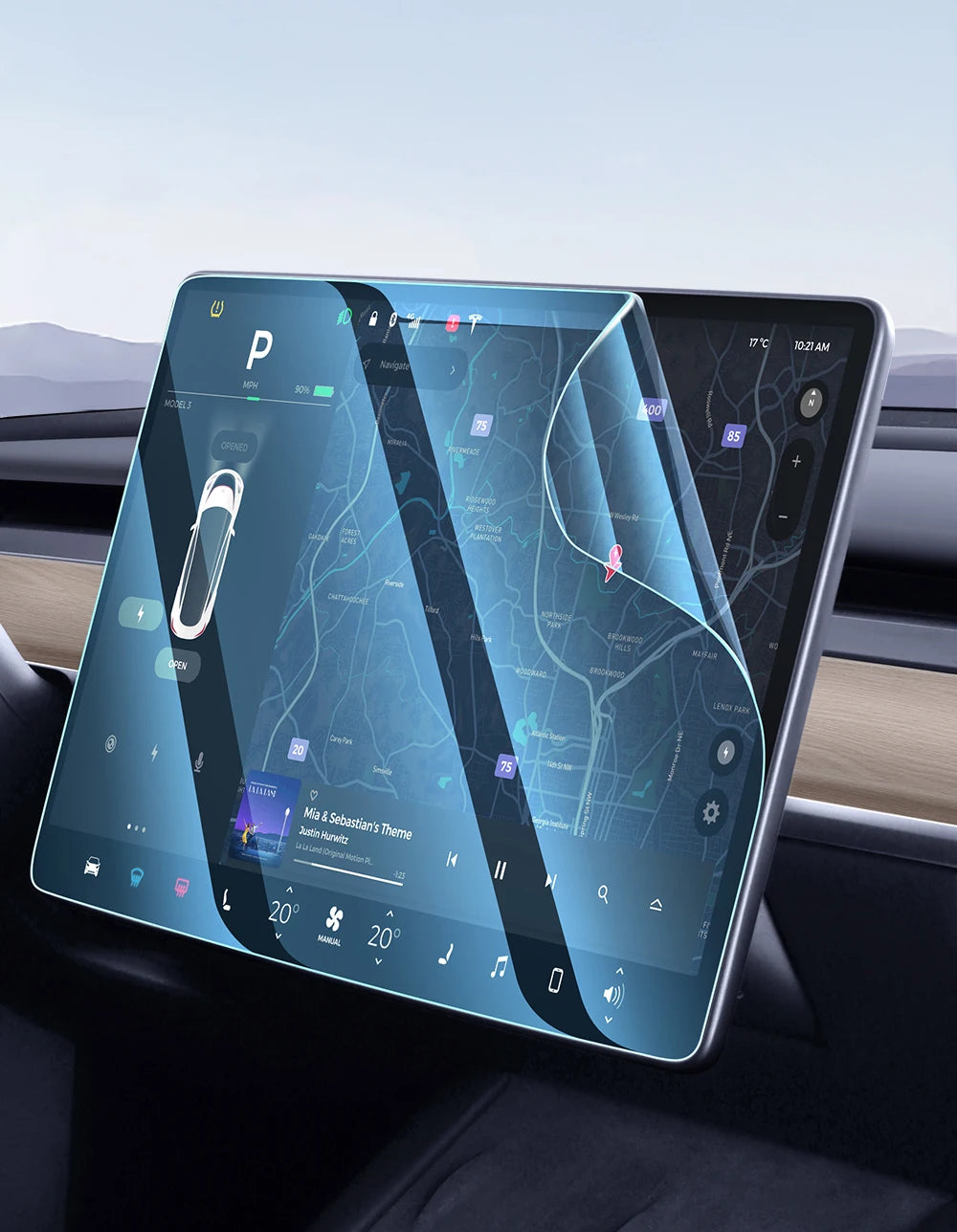 YZ Tempered Glass Screen Protector For Tesla Model 3 Y X 2023 2022 2021 Center Control Accessorie Tesla HD Film Protection