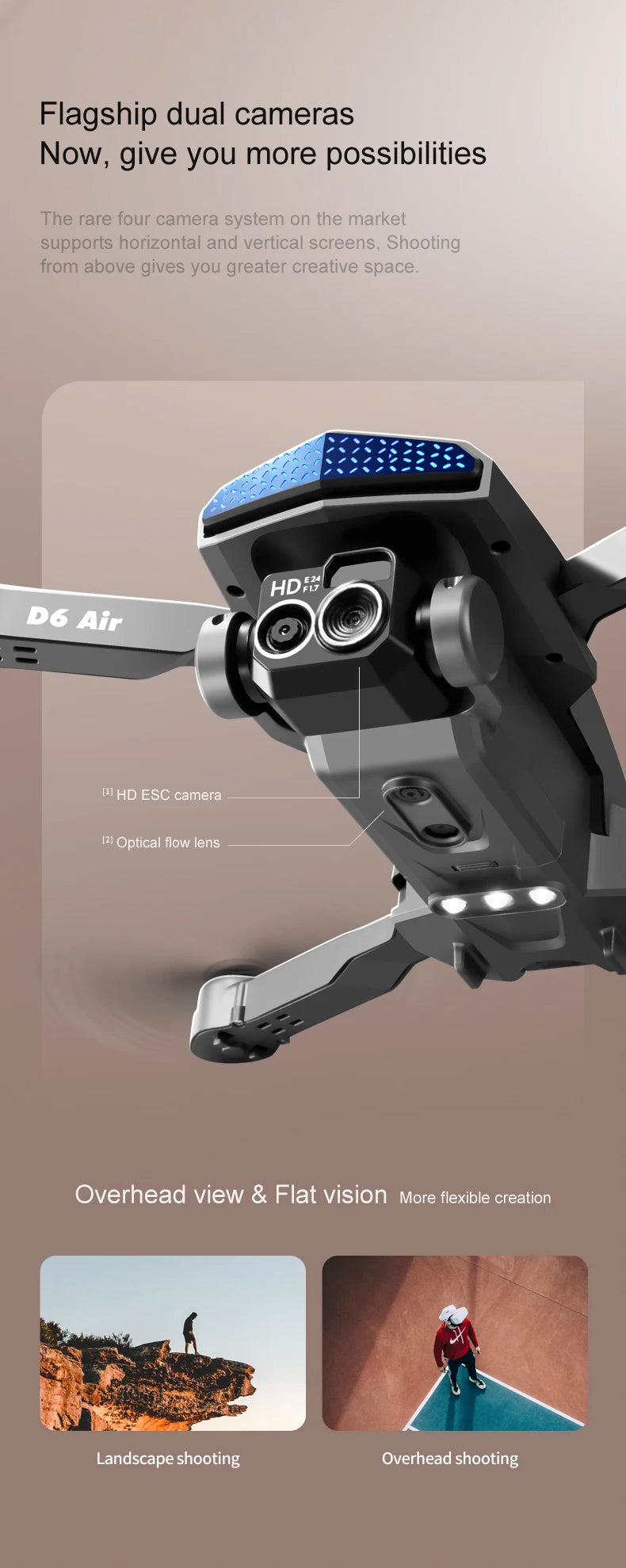 New D6 Air Drone 8K Professional 4K HD Dual ESC Camera Optical Flow 540°Obstacle Avoidance WIFI FPV RC Foldable Quadcopter Dron