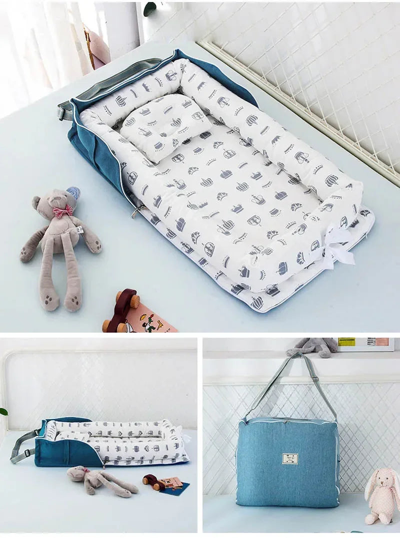 New Baby Nest Playpen Bed Newborn Crib Cushion Bassinet Stroller Fence with BagTravel Portable