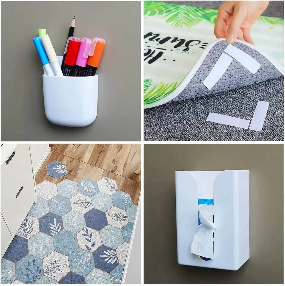 1/2/5M Strong Self Adhesive Fastener Hook and Loop Strips with Glue Double-Side Mounting Tapes for DIY Craft 20-50mm White