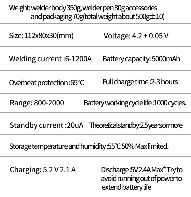 Portable Design 30-speed Spot Welder with Digital Color Screen Display, Li-ion Battery 0.1~0.25-18650mm