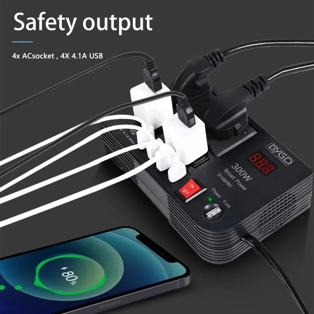 Car Inverter 300W High-power DC 12V To 220V Multi-function Home Modified Sine WaveAutomotive Power Converter power inverter
