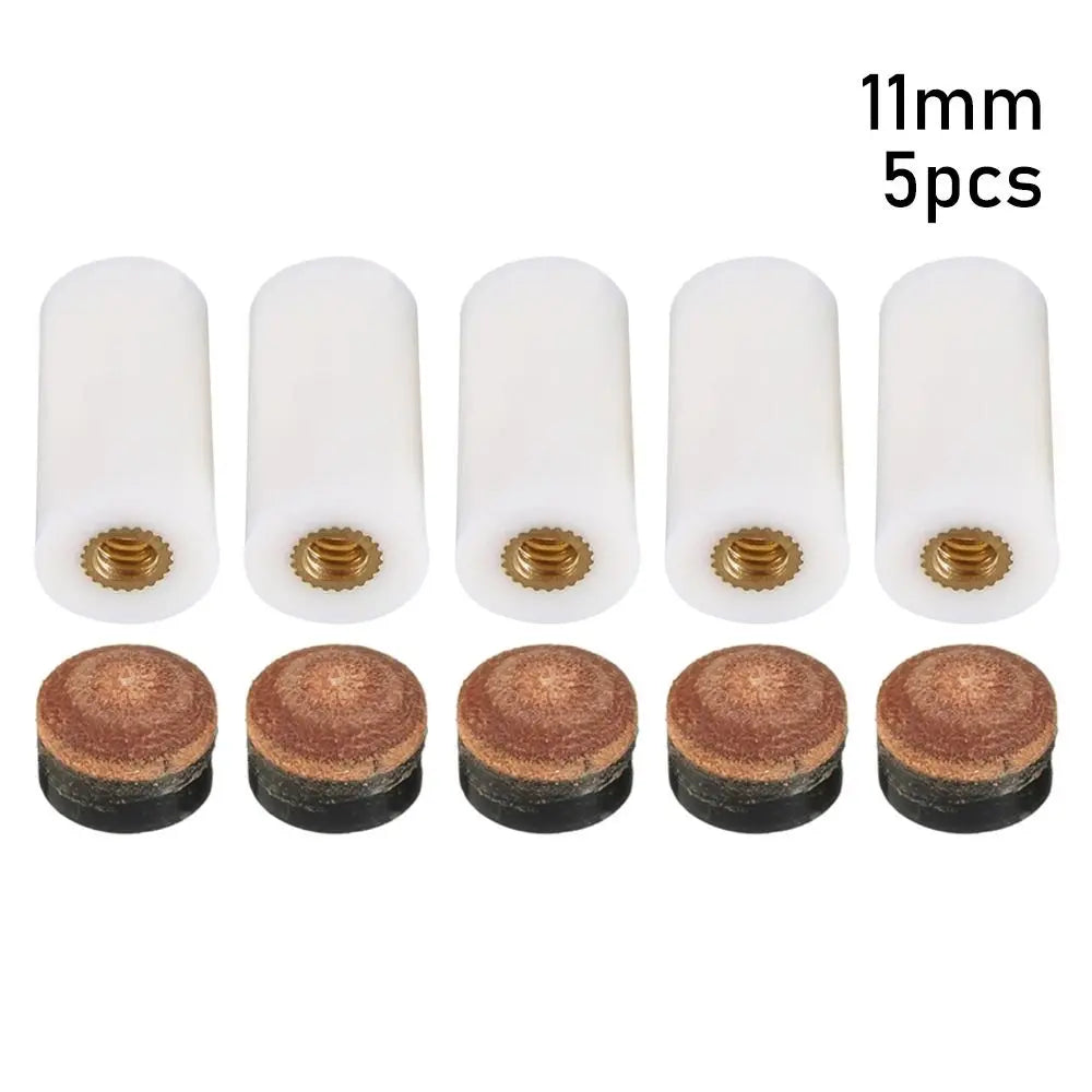 5Pcs/Pack 10/11/12/13mm Billiard Replacement Set Pool Cue Tips Pool Billiard Cue Stick Ferrules Screw-On Tips for Snooker