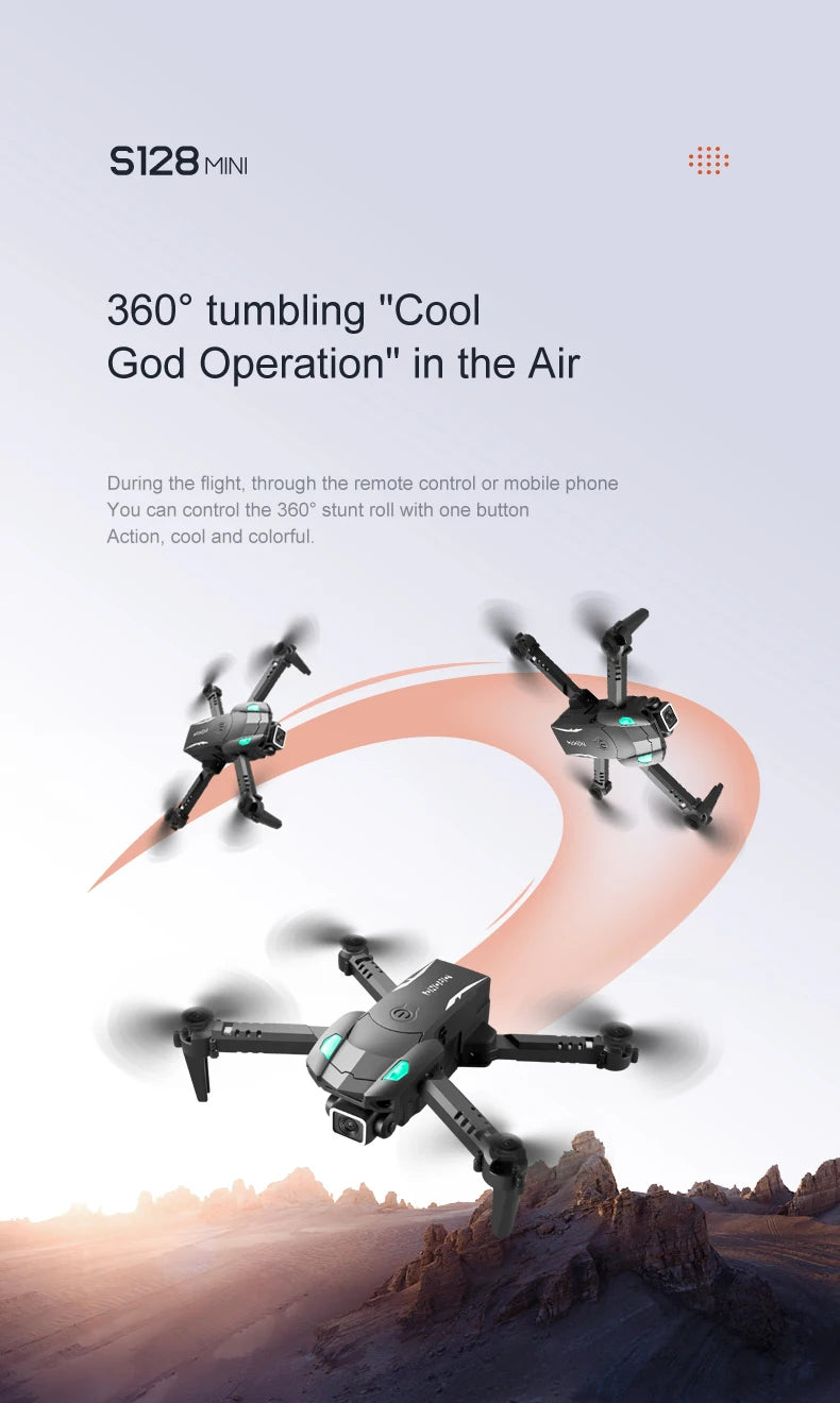 New S128 Mini Drone 4K Professional HD Dual Camera Three-Sided Obstacle Avoidance Air Pressure Fixed Height Foldable Quadcopter