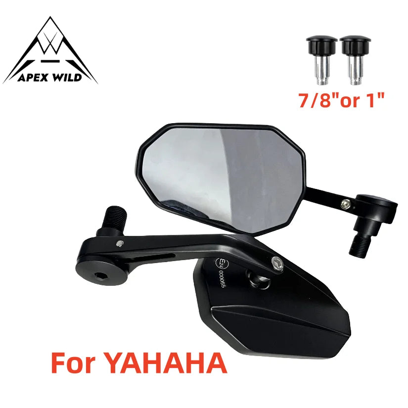 7/8"Motorcycle Handle Bar End Mirrors Black Side Mirror For Yamaha MT/FZ/TMA Kawasaki Z650-up Honda CB-R Rearview Mirror