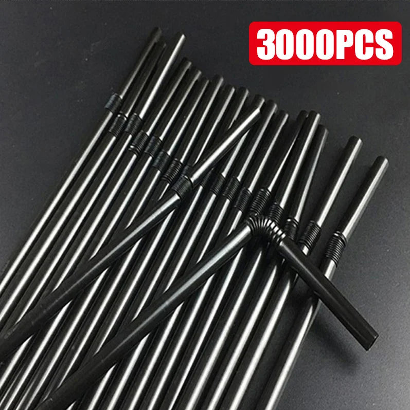 100-3000PCS Colorful & Black Drinking Kunststof Straws Bar Party Wedding Kitchen pajitas plastique Beverage Straw Wholesale