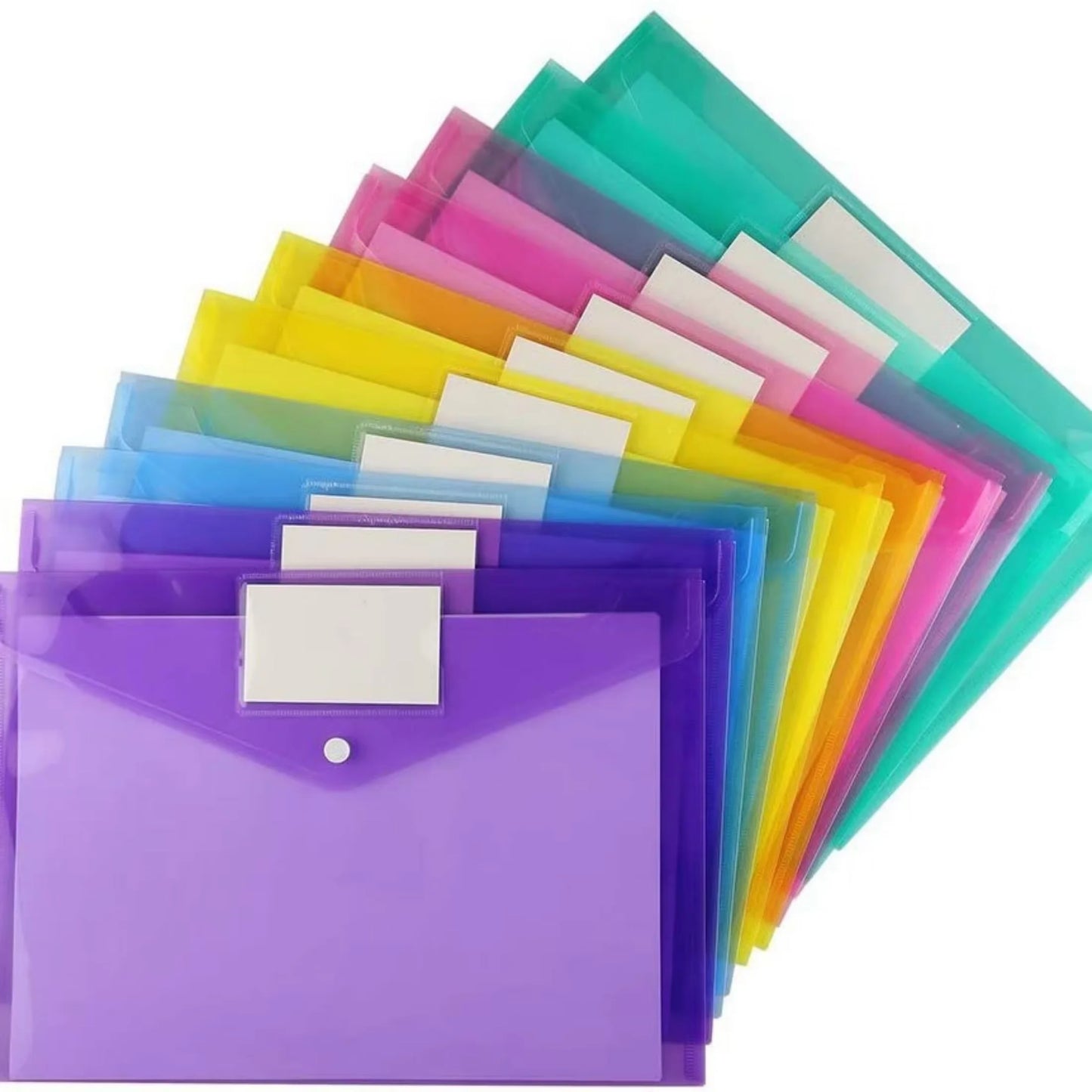 10pcs Hot selling A4 Button File Bag Color PP Plastic Archive Office Data Bag Bill Storage File Bag