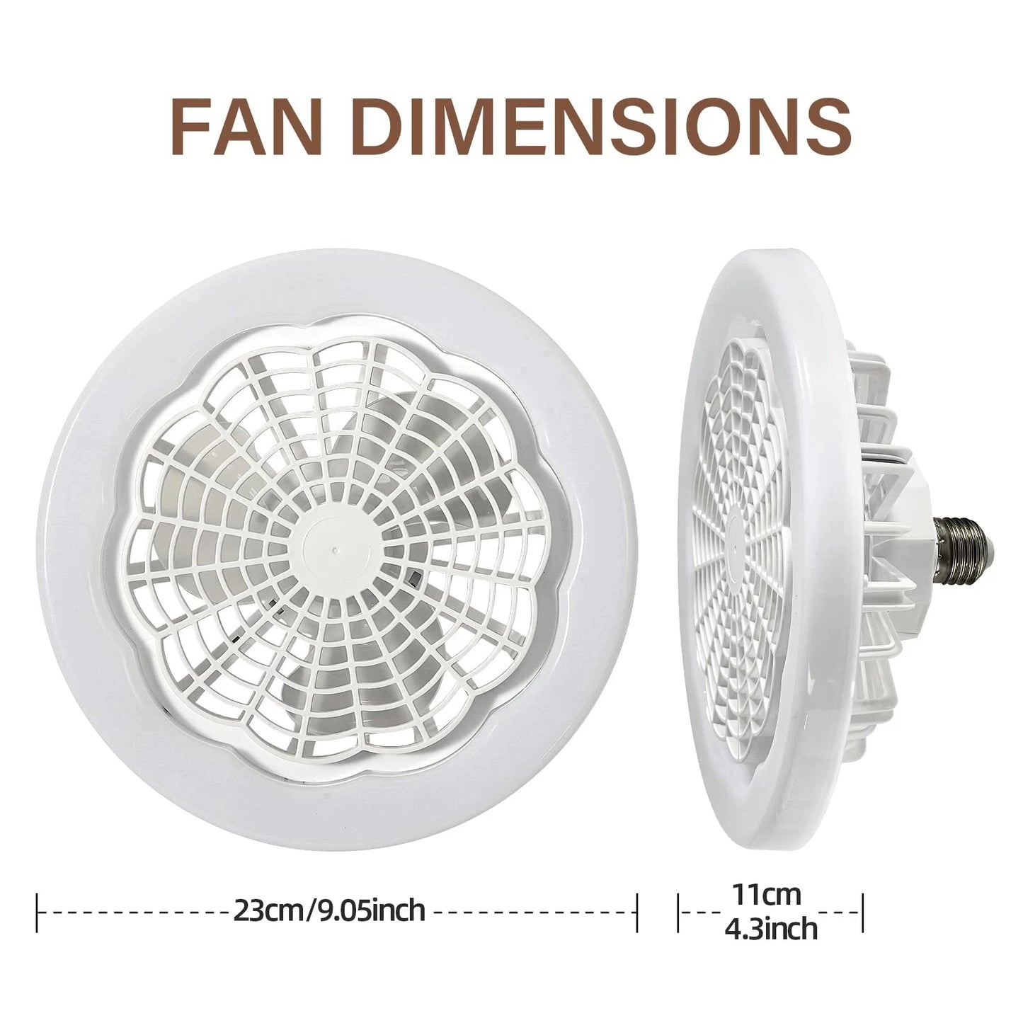 E27 Ceiling Fan with Remote Control and 3-speed AC85-265V Lighting Converter Base for Bedroom and Living Room Lighting